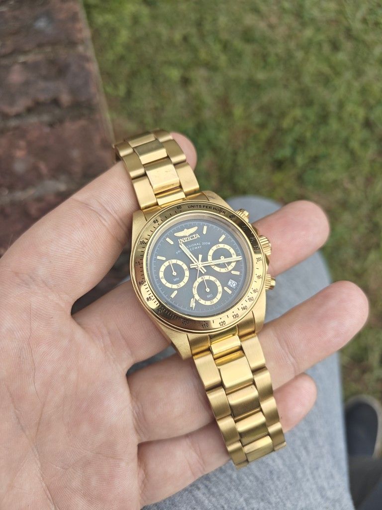 Invicta Speedway Gold/Black Mother Of Pearl 