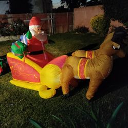 Santa And Raindeer Inflatable 