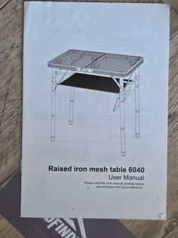 Raised Iron Mesh Table 6040 User Manual