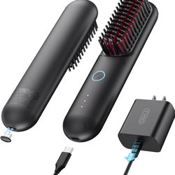 TYMO Cordless Hair Straightener Brush - Porta PRO Portable Straightening Brush for Travel, Mini Ionic Hot Comb Straightener for Women, Lightweight on-