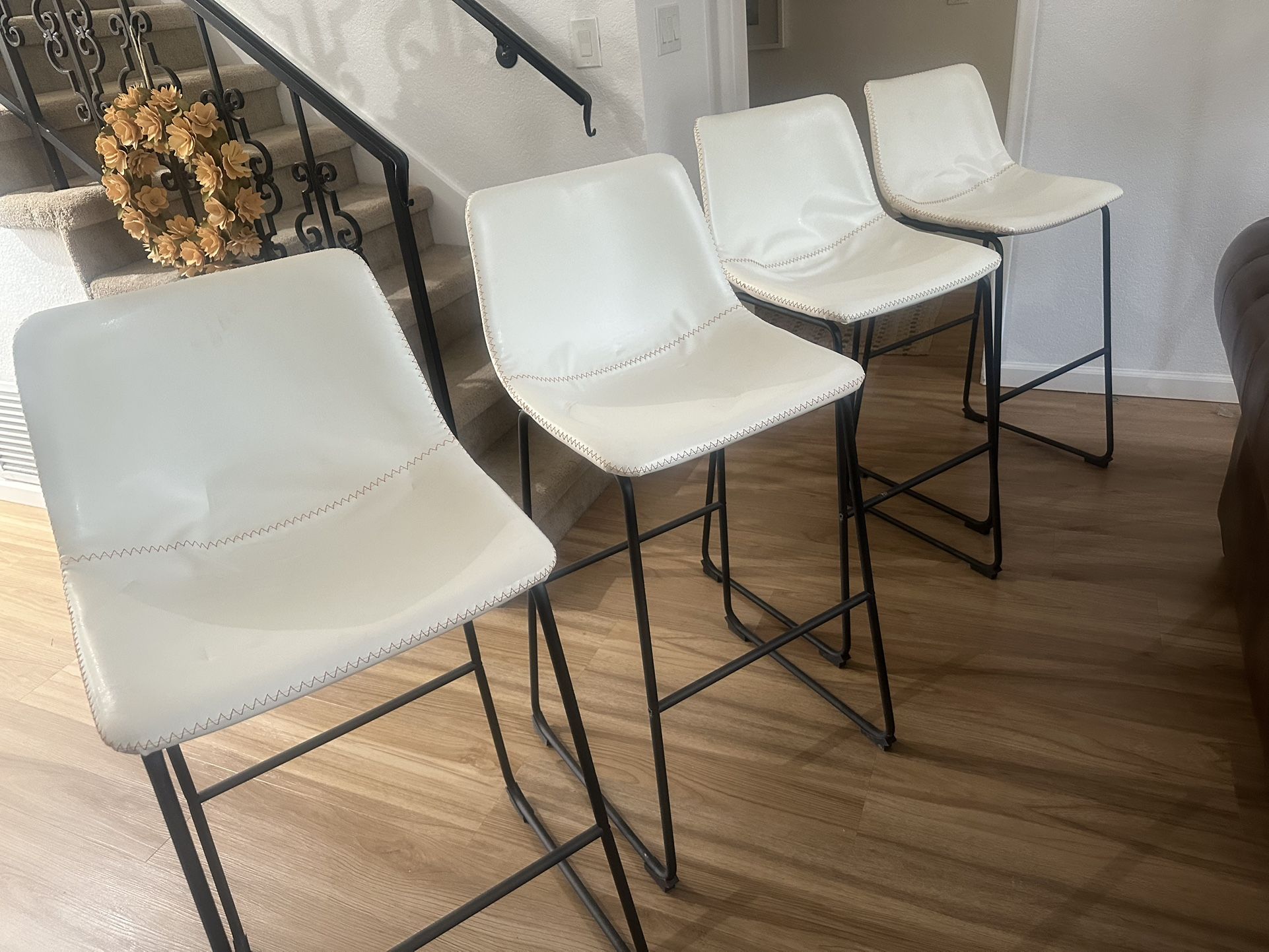 For Sale: Set of 4 Elegant Leather Stools