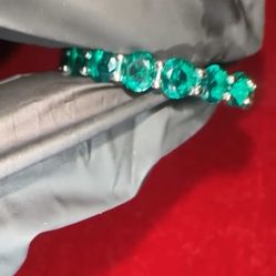 925 Sterling Silver Emerald Stone Ring 