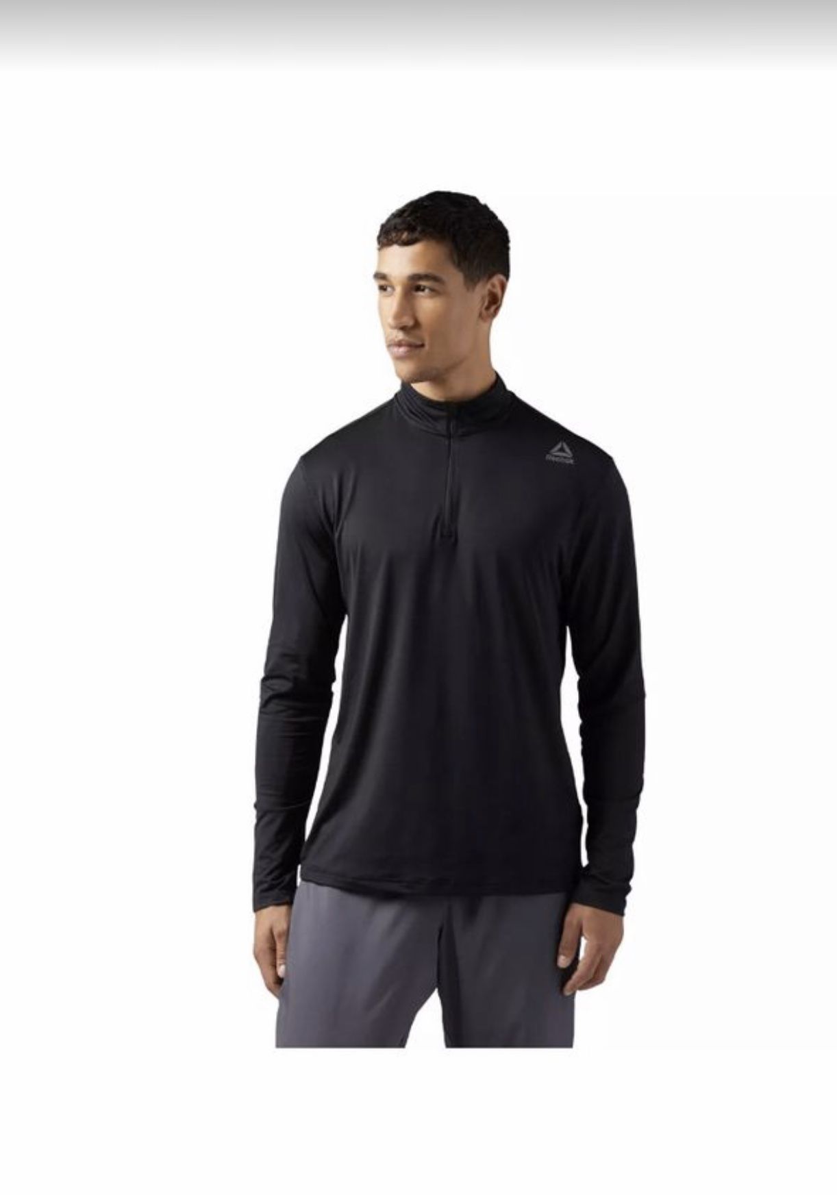 Reebok Men's Stripe Performance 1/4 Zip Long Sleeve Shirt 