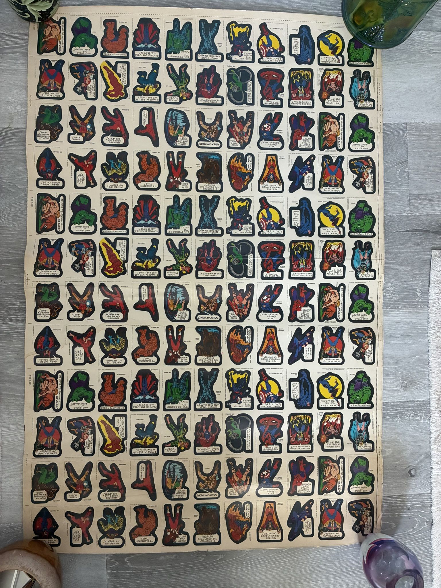 Uncut Sheet Of Marvel Characters