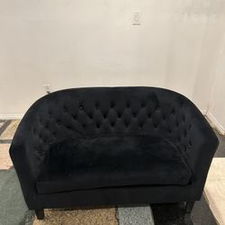 Modern Black Velvet Love Seat Mini Couch
