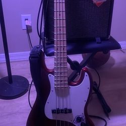 Jazz bass guitar and amp