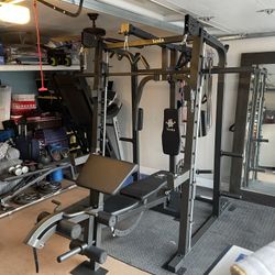 Vesta Fitness Smith Machine 2001 w/Bench Attachment | 230lb Bumpers Weights | 7ft Olympic Bar | Fitness | Gym Equipment | FREE DELIVERY 🚚 