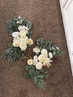 Artificial White Floral Bouquet with Greenery