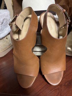 MICHAEL Michael Kors Tan Leather Wedge Sandals