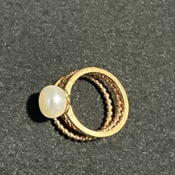 14kY  Sterling silver 8-9 MM Cultured Pearl Stacking Rings