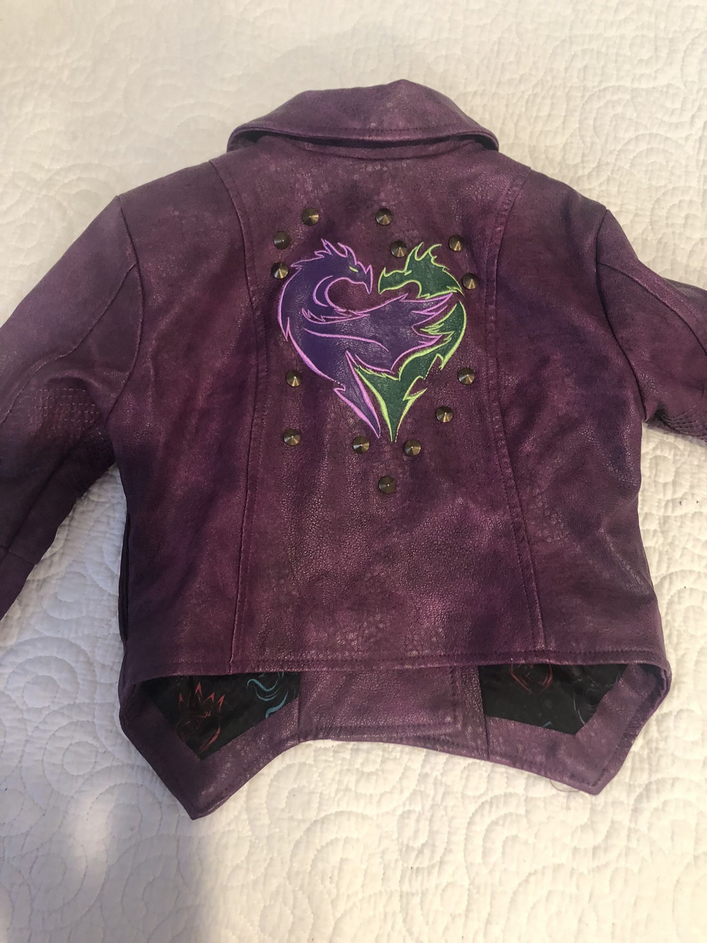 Disney Descendants Mal Faux Leather Studded Moto Jacket Girls 4