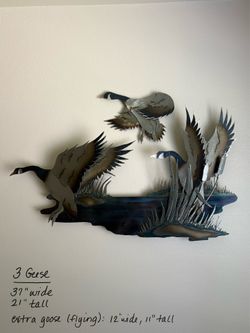 Ken Scott Signed Metal Wall Sculpture Featuring Geese