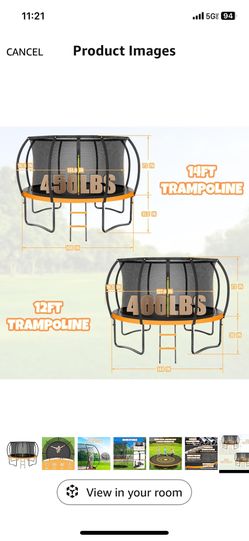 14’ Trampoline 450lbs For Adults and Children