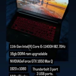 MSI Gaming Laptop Core i5 16gb Ram 144hz