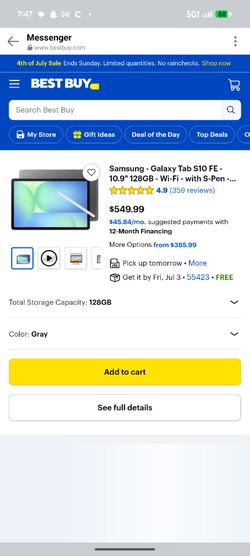 Samsung Galaxy s10 FE tablet