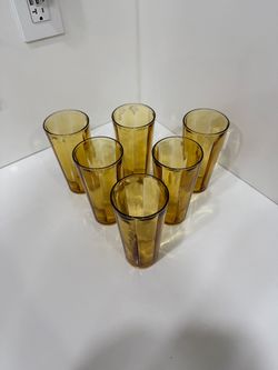 Vintage Mid 20th Century Optic Glass Tumblers- Set of 6