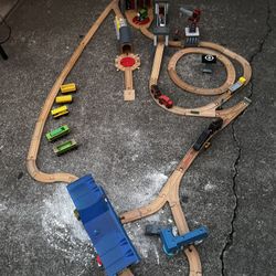 Wooden trains and tracks
