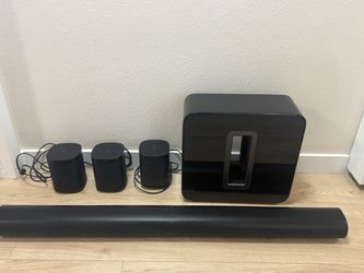 Sonos Arc Soundbar, Sub (Gen 3), and 3x Sonos One (Gen 2) Speakers