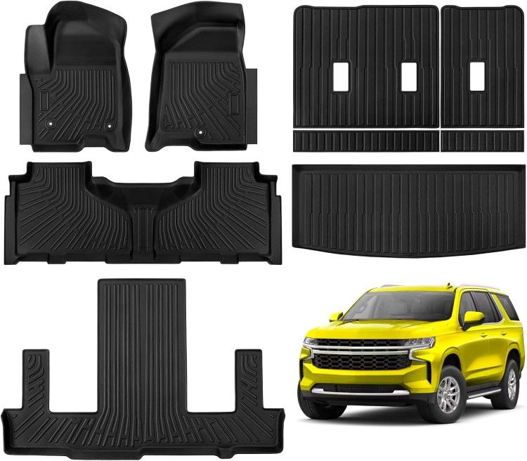 Floor Mats for Chevrolet/Chevy Tahoe/GMC Yukon 7 Seater 2025-2021 Full Set All Weather Tahoe/Yukon Floor Mats for Chevrolet/Chevy Tahoe/GMC Yukon Acce