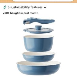 Cookware Set. Removable Handle Pots and Pans Non-Stick, Rv Cookware Set, Non-Toxic Pots and Pans Set No PFAS. PTFE. PFOA. Detachable Pots and Pans, Di