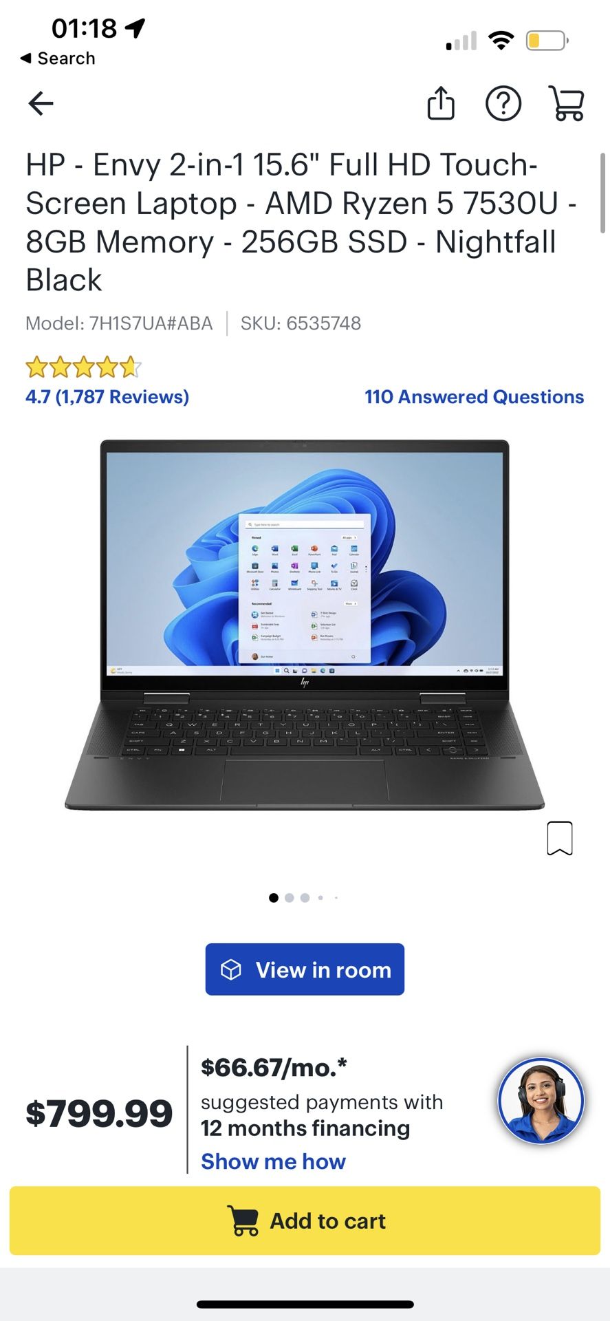 HP Envy X360 2-in-1 15-fh0013dx