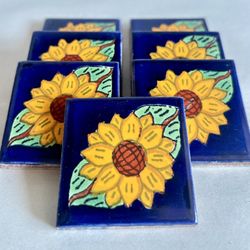Set Of 7 Authentic 2-inch Mexican Tiles 