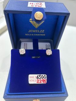  14KT VS Lab Diamond Solitaire Round Stud Earrings IGI/EGL Certified 