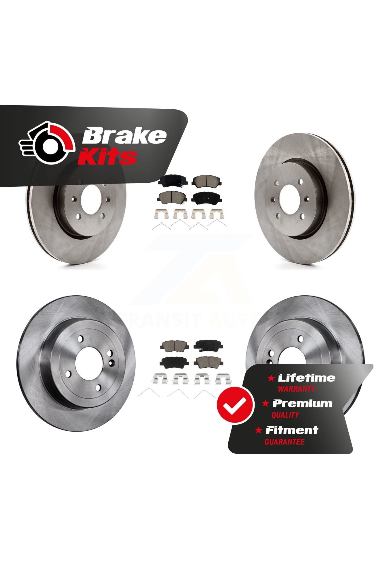 Brand New Front Rear Disc Brake Rotors And Ceramic Pads Kit For 2018-2022 Kia Rio/ Hyundai Elantra