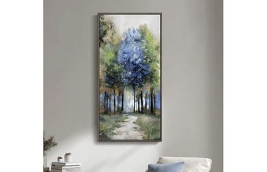 New!✨ 40x20 Vertical Forest Tree Pathway Canvas Wall Art 