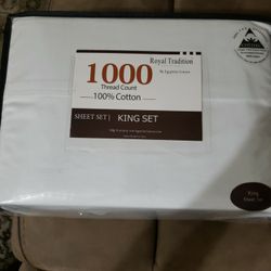 Royal Tradition 1000th Count 100%Cotton King Sheet Set White Color