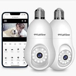 4MP Bulb Security Camera 2.4GHz,360° 2K Security Cameras Wireless Outdoor Indoor Full Color Day and Night, Motion Detection, Audible Alarm, Easy Insta