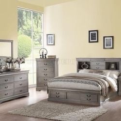 Brand New Grey 4 Piece Bedroom Set