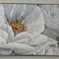 Exquisite Large White Flower Wall Art Framed 30×60