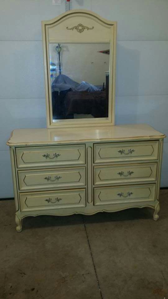 Vintage French Provincial 6 Drawer, Vintage French Provincial Dresser With Mirror