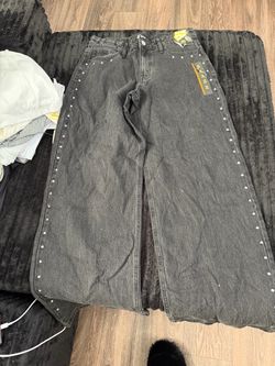 Wide Leg Studded Jeans