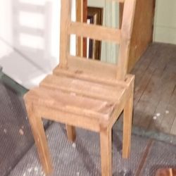 Handmade Vintage Lightweight Solid Wood Chair With Removable Back Built In