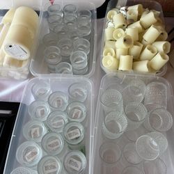 Lot Of Candles, Votive Dishes, Flameless Candles