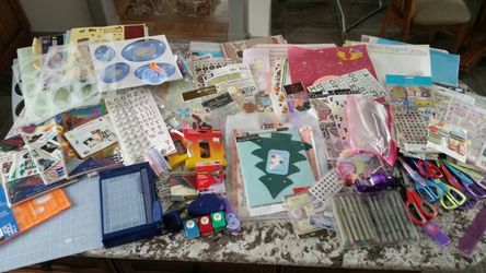 Hundreds of dollars of creative memory scrapbook things papers stickers stencils scissors books cutting board etc like new