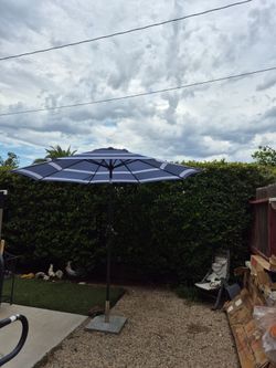 9" ft market umbrella patio color: royal blue and white base not included