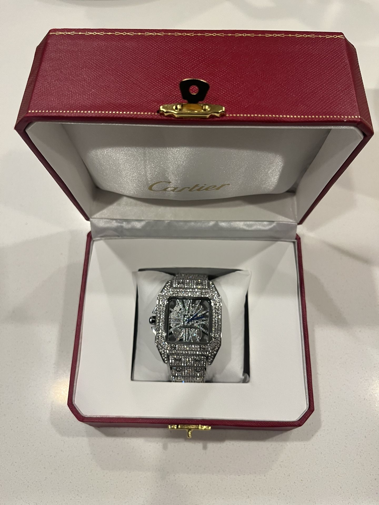 Cartier Skeleton Iced Out Moissanite