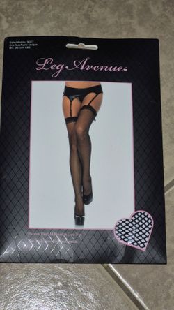 Leg Avenue Fishnet Thigh High with Lace Top