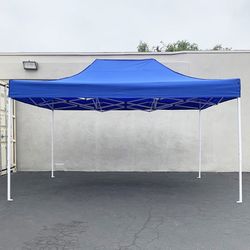 $145 (Brand New) Heavy-duty 10x15 ft outdoor ez pop up canopy party tent instant shades w/ carry bag (white, blue) 