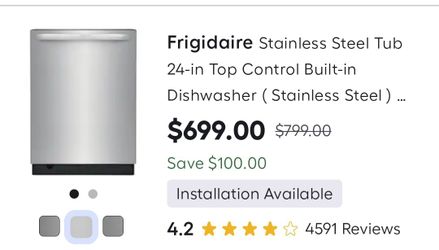 BRAND NEW Frigidaire Stainless Steel Tub 24" Top Control Built-In Dishwasher