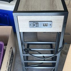 Side metal table with wood top