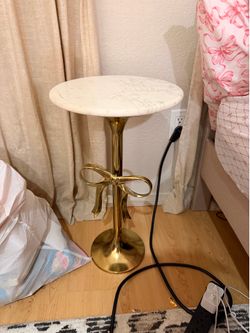 Gold and marble bow nightstand/table
