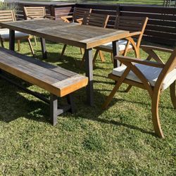 Teak Patio Table Chairs Set