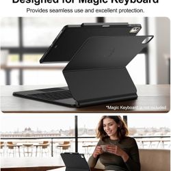 Magic-Keyboard Compatible Case Black for 2024, iPad Pro 11