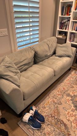 Light Gray Fabric Sofa Bed with Tufted Seat