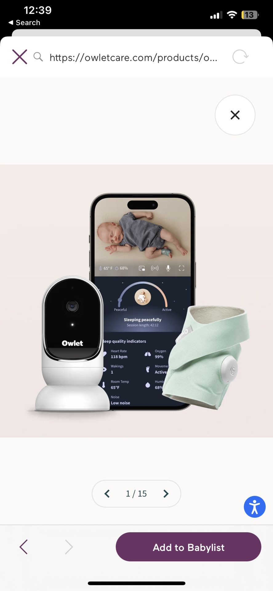Owlet Baby Cam With Foot Monitor /dream Sock