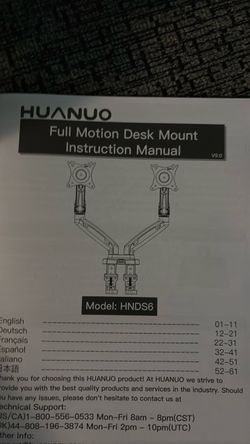 Huanuo HNDS6 Full Motion Dual Monitor Desk Mount